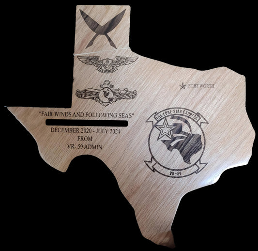 25 inch Texas Plaque with Engraving